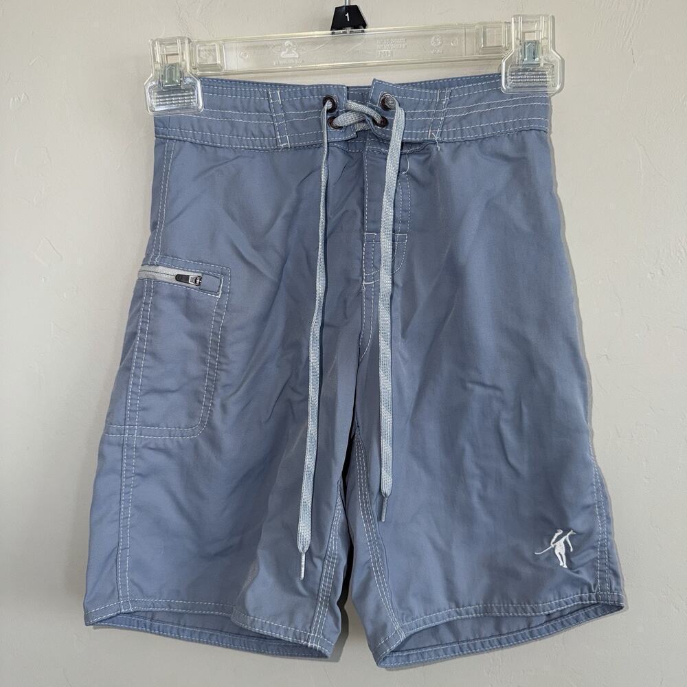 Toes On The Nose Boys Boardshorts Size S Pale Blue Swim Trunks 8” Inseam Kids